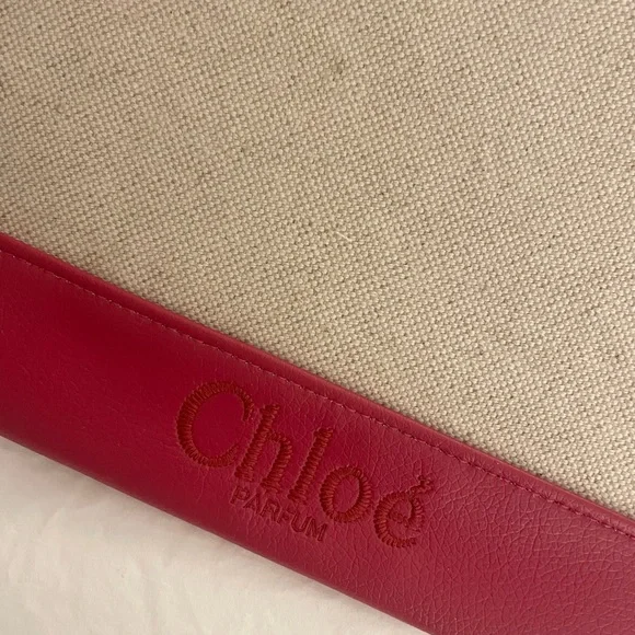 NWT Chloé Beige and Red Canvas Pouch - Picture 2 of 4